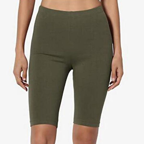 

sport yoga shorts solid mid thigh stretch cotton span high waist active short fitness leggings workout running tights gym shorts, White;red