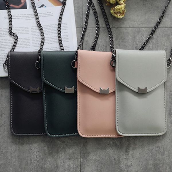 

1 шт телефон прозрачный сенсорный экран сумка женщины девушки милый мини кошка ухо crossbody сумка телефон челнок новый