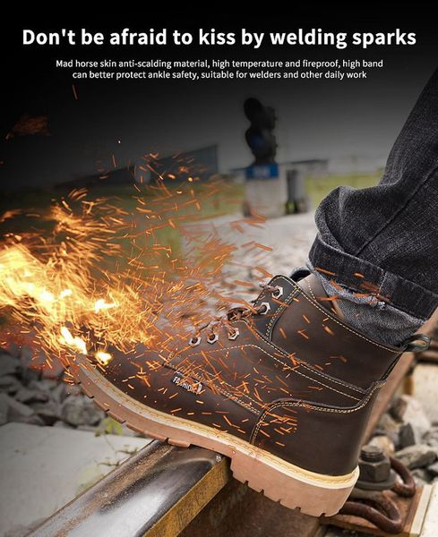 

men boots work safety shoes martin boot steel toes cap for anti-smashing puncture proof durable protective footwear martens safety work boot, Black
