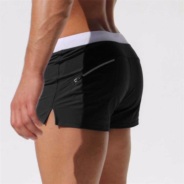 

men's shorts 2021 summer swimwear men swimsuits trunks boxer briefs sunga maillot de bain breathable beach, White;black