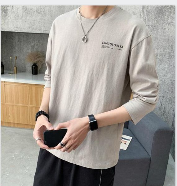 

подросток весна осень дизайнер толстовки письмо печатных мужская футболка мода дыхание длинным рукавом толстовки o-образным вырезом мужской, Black