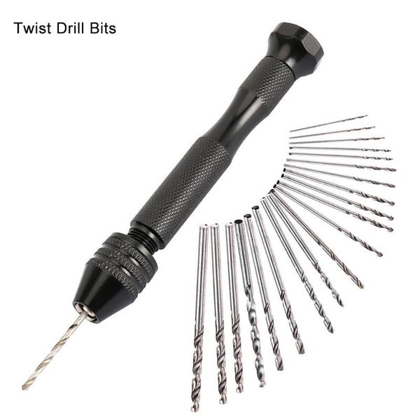 

aluminum hand drill with 20pcs micro hss twist drill 0.3-1.6mm hand jewelry craft manual chuck mini