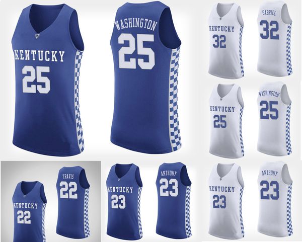 

pj washington youth kentucky wildcats zan payne white wenyen gabriel reid travis blue stitched college basketball jersey, Black