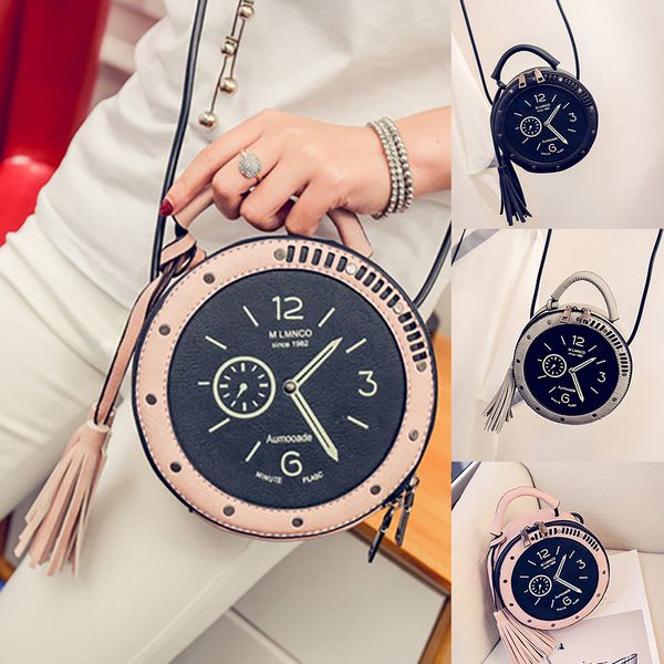 

ocardian women zipper fashion circular retro clock tassel fashion casual shoulder bag design mobile phone purse bag