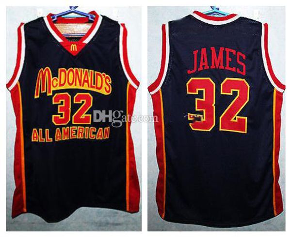 

mcdonald's all american lebron retro jersey james #32 retro basketball jersey men's stitched custom number name jerseys, Black;red