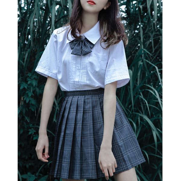 

2020 japanese jk school uniform for girls embroideried short sleeve high school women novelty sailor suits uniforms cospl, White