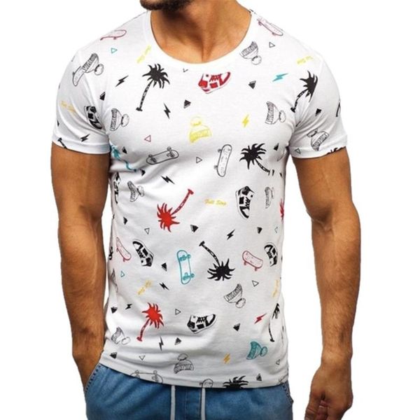 

men's t-shirts fashion men summer casual short sleeve round neck printed tees funny pullover t shirts, White;black