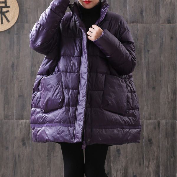 

oversized korean glossy jacket women winter down cotton parka women's loose large size cloak type thick warm cotton coat f2388, Black