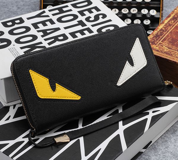 

2020 new fashion mens brand designer coffee wallet leather long wallet luxury leather clip folder men money purses, Red;black
