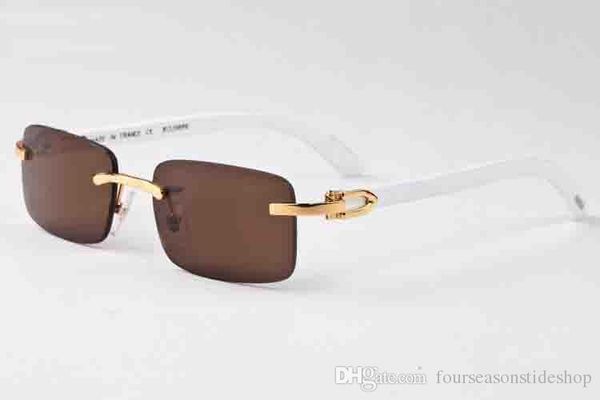 

2019 designer buffalo horn mens retro wood sunglasses mens and womens black brown transparent lens frameless brand designer driving glass, White;black