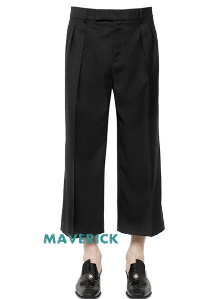 

27-44new 2019 men's and women's straight cut trousers slightly flared wide leg casual trousers, Black