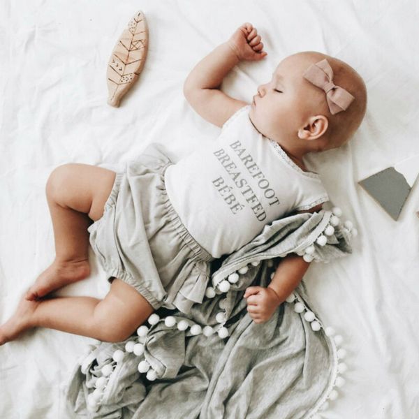 

cute infant baby cotton tassel muslin swaddle blankets baby pom pom swaddle wrap newborn pgraphy blanket