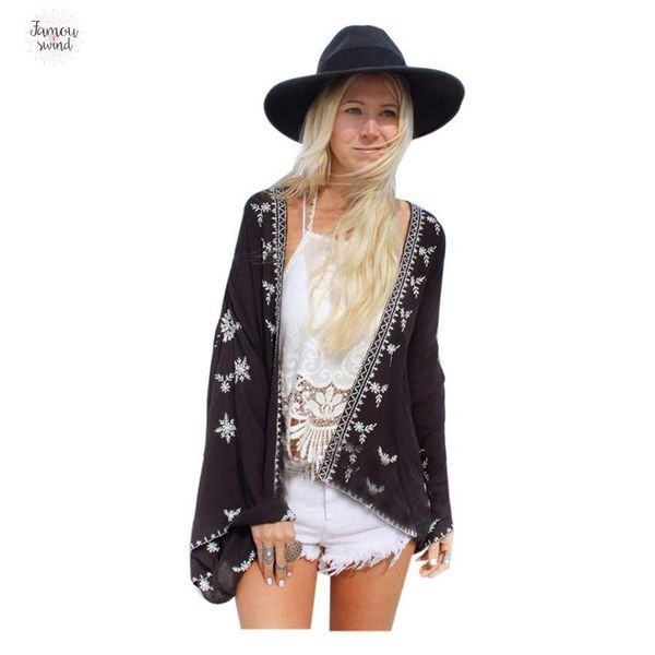 

летняя блузка лепесток рукава кимоно кардиган топы мода цветочные printed рубашка женская шифон леди дряблая повседневный женщин шаль солнце, White