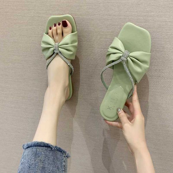 

shoes ladies' slippers luxury slides low slipers women butterfly-knot flat designer 2020 rubber fashion fabric pu, Black