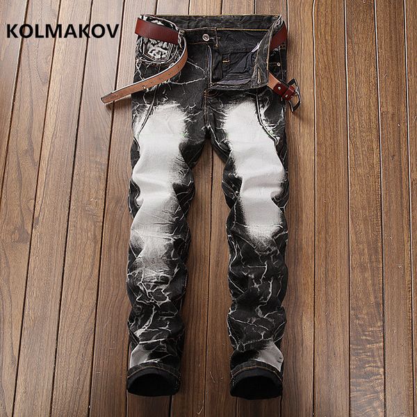 

2019 spring european and american style jeans men straight designer denim skinny jeans cotton mens business men's trousers, Blue