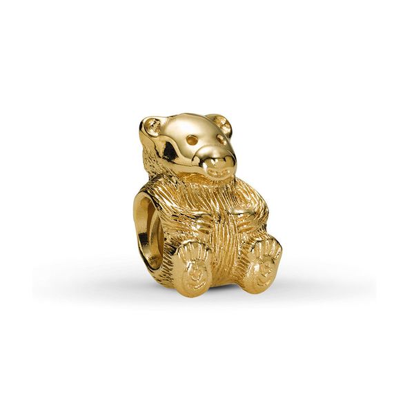 

new 100% 925 sterling silver 1:1 authentic 750462 gold teddy bear charm beaded diy bracelet original women jewelry gift, Black