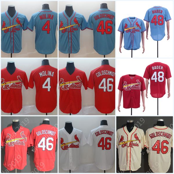 

2019 Mens St. Louis 4 Yadier Molina 48 Harrison Bader 46 Paul Goldschmidt Cardinals Baseball Jerseys Red White Blue Free Shopping