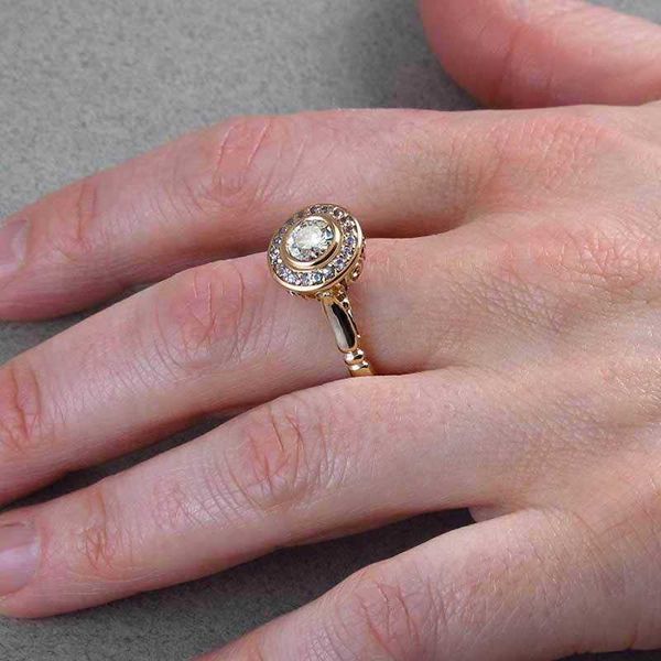 

fashion round ring for women wedding engagement ring gold color jewelry size 6-10, Slivery;golden
