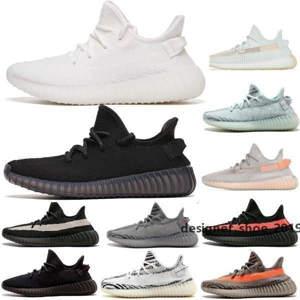 

kanye west v2 men desinger triple running shoes women trainers sesame blue frozen yellow cream zebra bred sports zapatos sneaker, Black