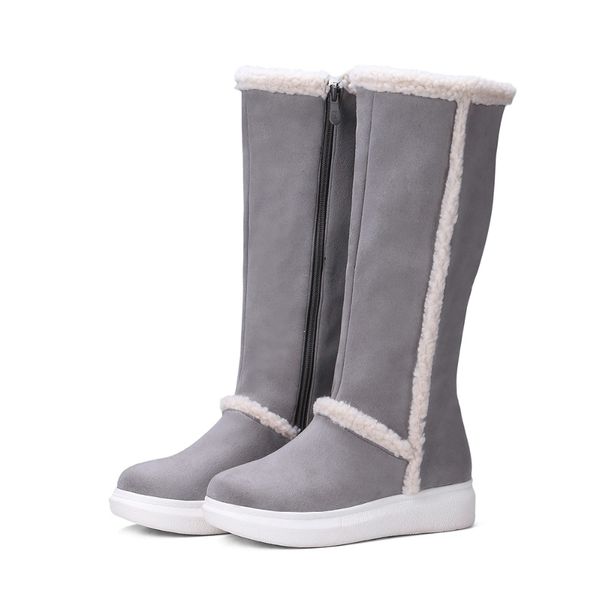 

women's shoes/ground suede/warm snow boots/round head/thick bottom flat heel/34-43 large size/autumnwinter/cjl&6016, Black