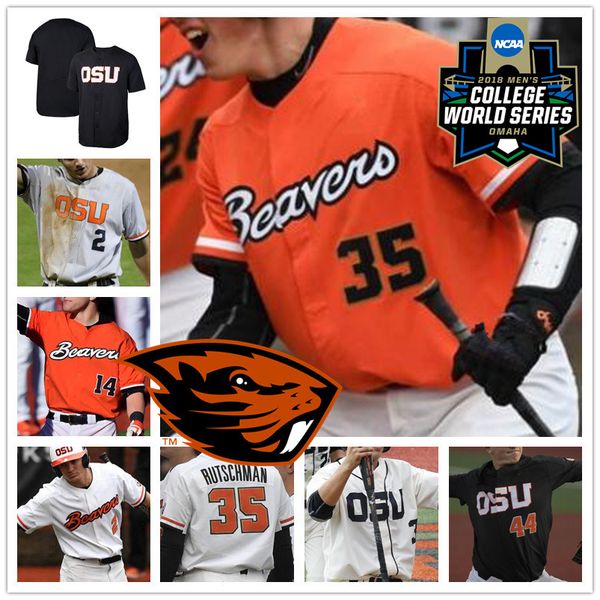 

custom osu oregon state beavers baseball white orange black stitched any number name #3 nick madrigal 35 adley rutschman 2018 cws jersey