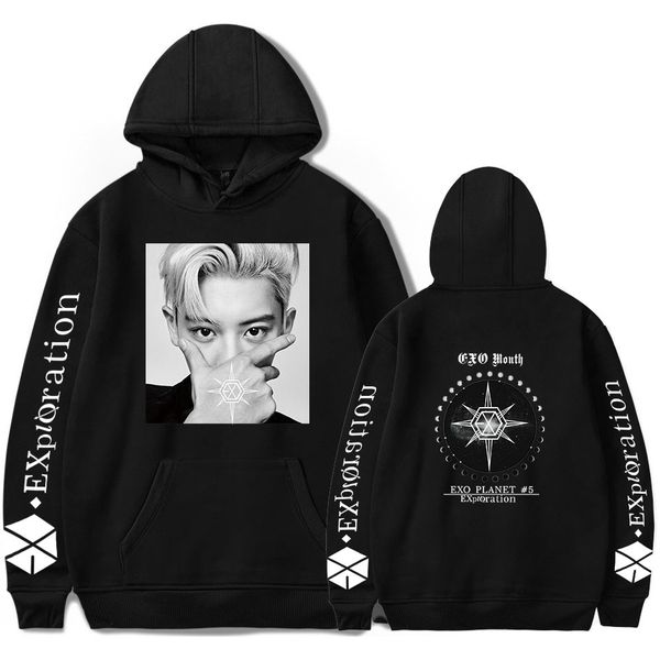 

новое прибытие exo planet # 5 толстовки мужчины повседневный пуловер streetwear толстовка sudadera hombre мужской exo planet # 5 hoodie мужч, Black