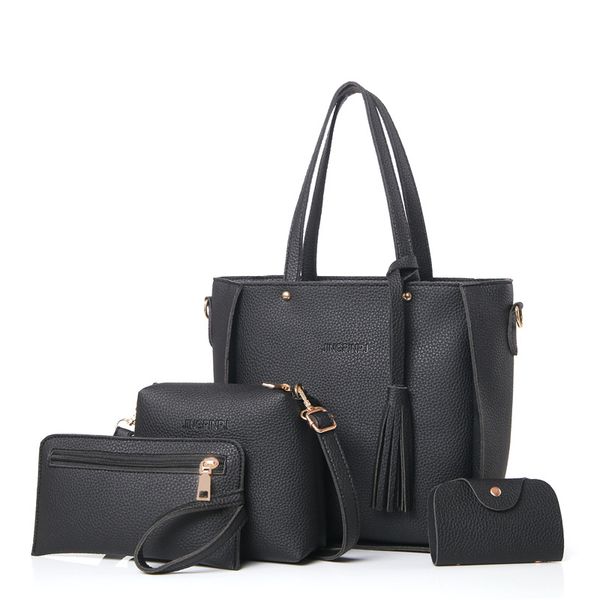 

women bag set handle big capacity female tassel handbag fashion shoulder bag purse ladies pu leather crossbody