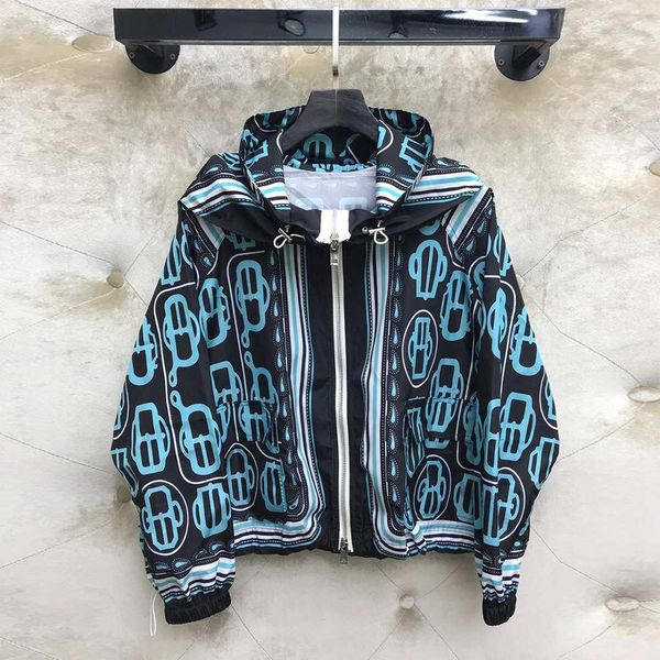 

runway fashion loose casual jacket women 2019 autumn print oversize short design streetwear hooded jackets coats, Black;brown