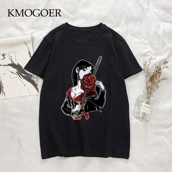 

2019 dark mulan princess ninja print t-shirt creative men's harajuku hip hop black t shirt punk male tshirt streetwear camisetas, White;black