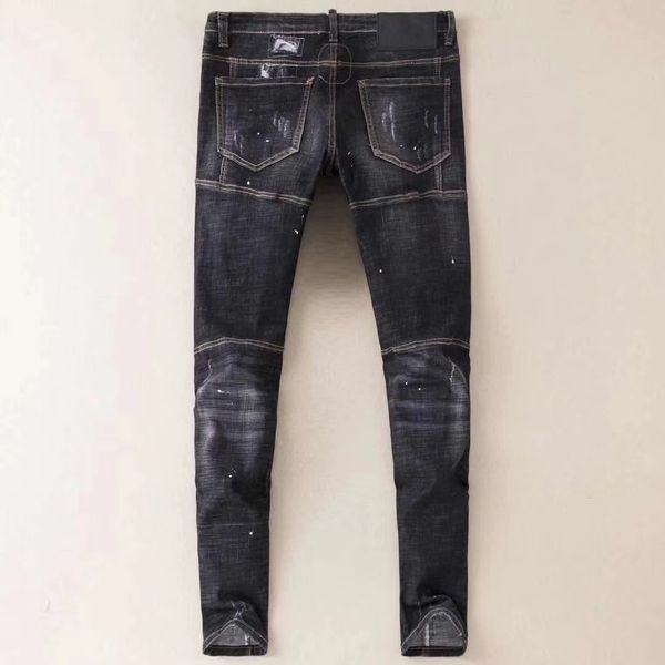 

new 2020ss famous casual brand designers design slim fashionable black ripped jeans motorcycle trousers pencil pants men and woman 001916, Blue