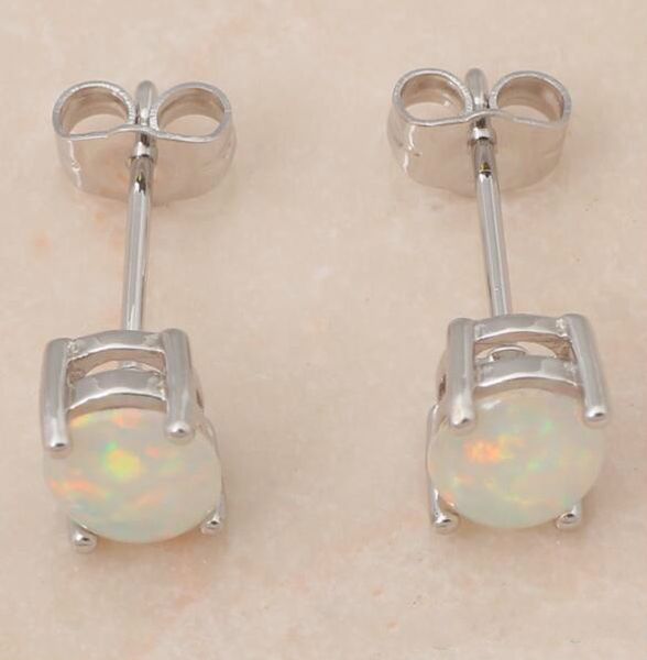 

fashion- fire opal silver stamped silver stud earrings for women fashionl jewelry