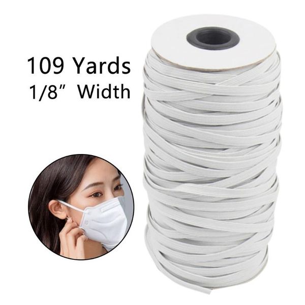 

1 roll of 3mm 100m diy mask elastic band elastic band mask rope nose adjustment, Black;white