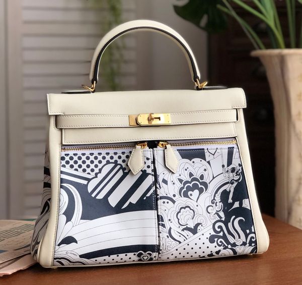 

wholesale original design graffiti purse 32cm,2colors,togo skin handmade with wax thread,fast delivery by dhl or ems