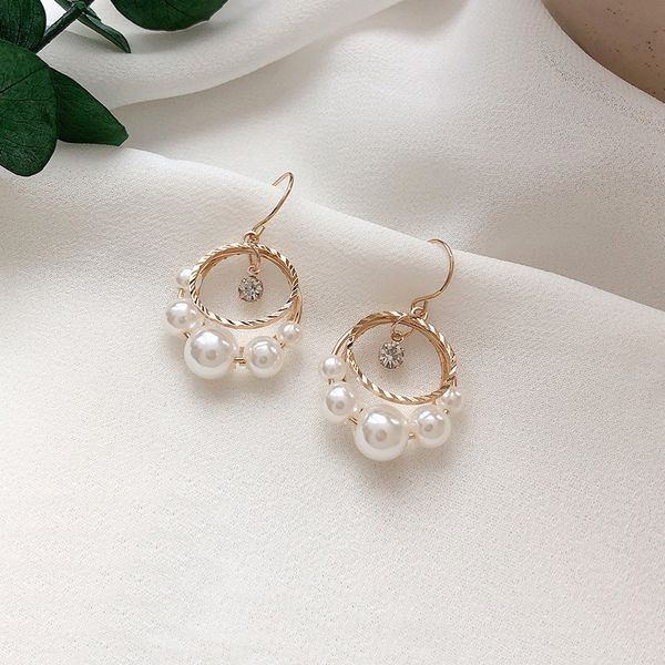 

lisa elegant silver needle hook earrings women pearl round drop earrings fashion ladies wedding party jewelry girl gifts l494