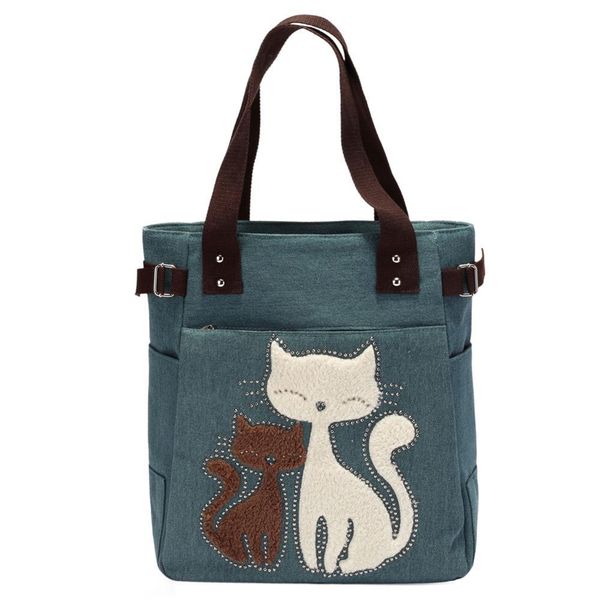 

прекрасный cute cat canvas сумочка для девочки дамы большой емкости повседневная сумка женщины портативный твердая zipper мешок плеча bolsos