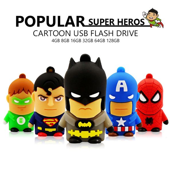 

прохладный heros силиконовые 128gb usb flash drive spiderman / batman / pendrive 8gb 16gb pen drive игрушки флешка 32gb 64gb mini usb key me