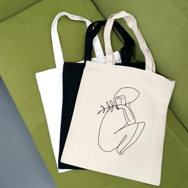 

abstract canvas large capacity women print casual school harajuku ulzzang funny fashion art women shoulder bag eco tote bags