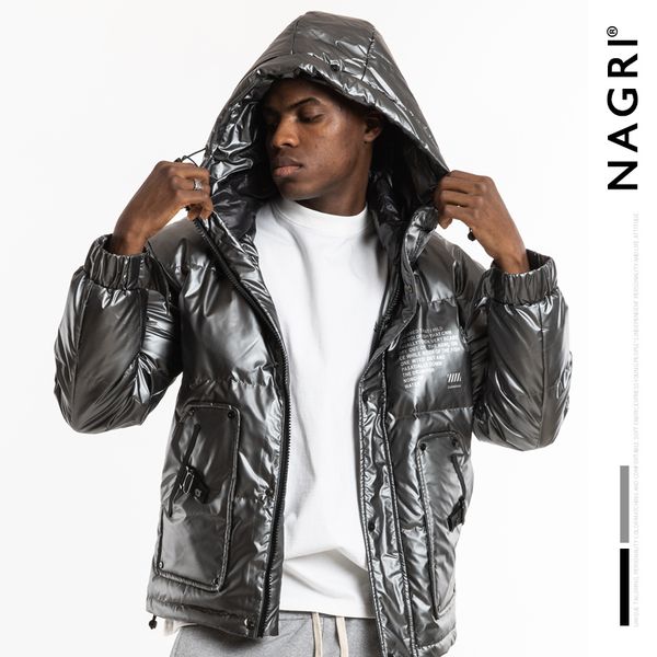 

new fashion winter reflective fashion mens jacket thick warm streetwear casual homme hooded jackets coat 19y131, Black