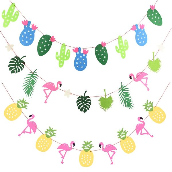 

1pc flamingo banner summer party decoration hanging bunting beach theme pineapple garland tropical party hawaiian decor supplies other event
