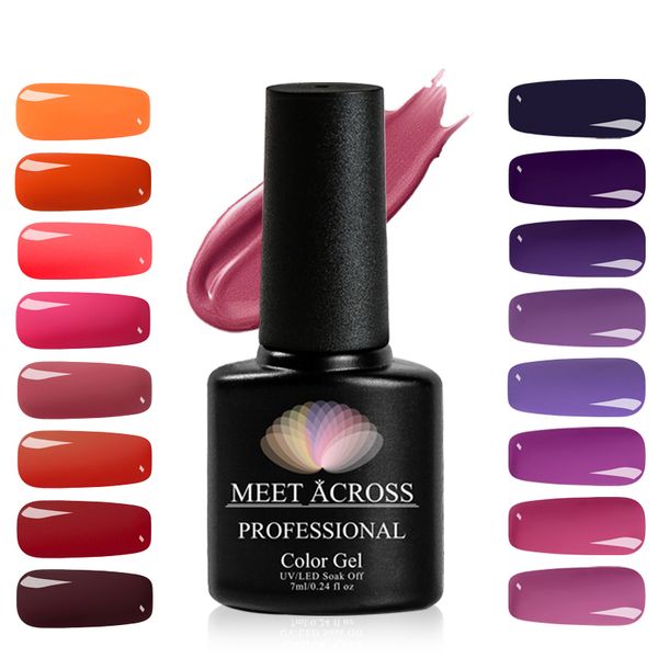 

meet across 7ml red series purple series gel nail polish led uv soak-off shining color coat polish nail gel led uv