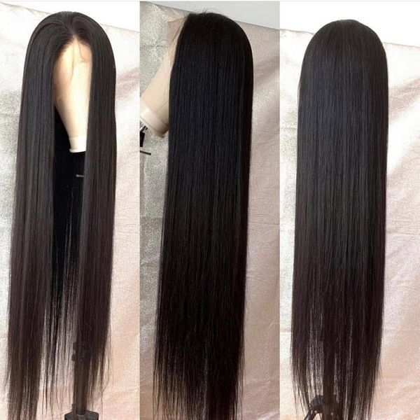 

250 density long wig 24inch 360 lace front human hair wigs with baby hair brazilian remy 13*6 lace frontal wig, Black