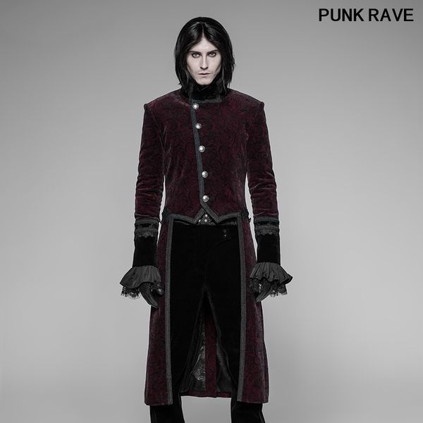 

retro personality club party woolen winter long jacket gothic standing collar men swallow tail coat punk rave wy-942lcm, Tan;black