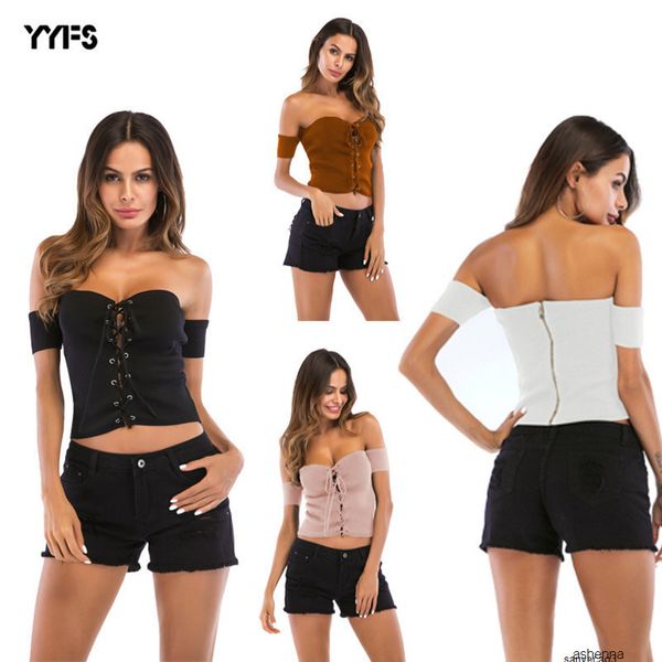 

womens designer sweater 20t-shirt wrapped chest cross strap strapless backless thin sweater9d9hh, White;black