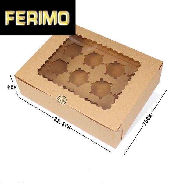 

5pc cupcake muffin box with window kraft paper cake box pudding dessert macaron baking wedding christmas gift packaging