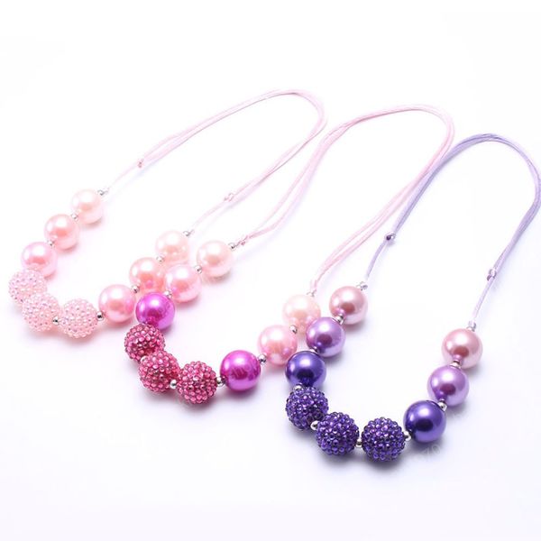 Perle di perle alla moda Collana robusta per bambini Corda regolata per bambini Bubblegum Bead Collana robusta per bambine