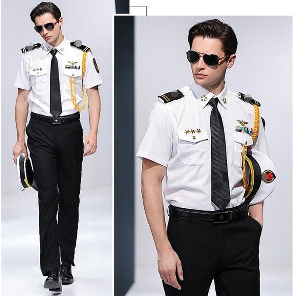 Verão tripulação chinesa cruzeiro navio capitão camisa marinheiro roupas camisa + calça + acessórios desempenho cosplay uniformes homens ternos