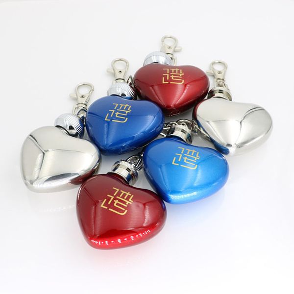 

heart hip flasks water bottle 1 oz stainless steel heart shaped hip flask originality multi color key chain mini wine bottles