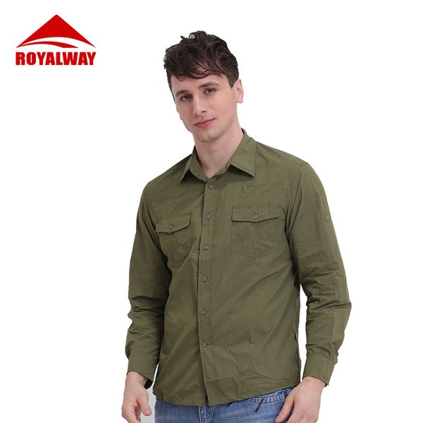 

royalway quick dry outdoor men's summer shirts breathable removable sports fishing trekking hiking male thin shirts rfqm2043f, Gray;blue