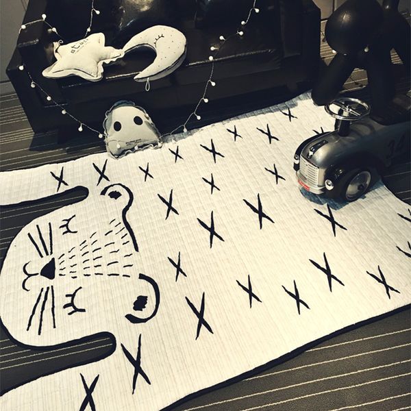 

tiger printed kids carpet imitation leather rugs natural shape carpet decoration mat children slip game crawling mat