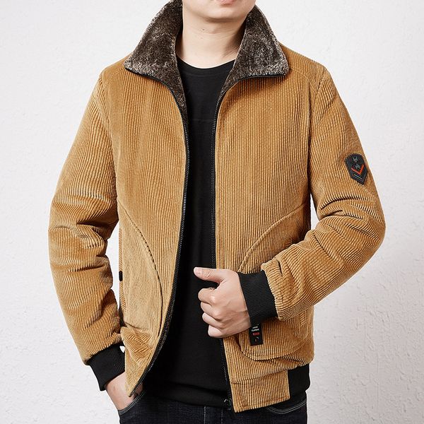 

autumn winter streetwear warm corduroy jackets mens clothes fashion solid color fleece cotton jacket men outwear plus size m-4xl, Black;brown